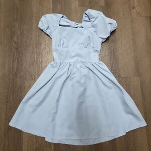 Shein Back-Tied Bowknot Women Short Bubble Sleeve Dress